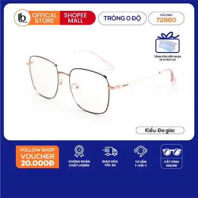 Gọng kính vuông LB Eyewear 72860 kính mắt nam nữ chất liệu kim loại chống tia UV thời trang cao cấp, dáng tôn khuôn mặt