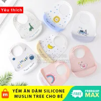 Yếm Ăn Dặm Silicon An Toàn Có Máng Hứng Muslin Tree Cho bé (Nhiều Màu Sắc)