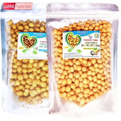 Combo 1KG 2 Vị Tự Chọn: Đậu Phộng Da Cá Tỏi Ớt và Da Cá Cốt Dừa Tâm Đức Thiện 2 Túi ZIP 500GR đồ ăn vặt bánh kẹo quà Tết