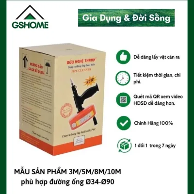 DỤNG CỤ THÔNG ỐNG 8M BỬU NGHỆ THÀNH GS8M DÂY LÒ XO THÉP, DỄ LẤY VẬT CẢN, thông được nhiều loại Lavabo, ống nước, thông cống nghẹt, ống cống phòng tắm GSHome