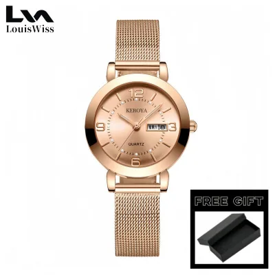 Đồng hồ nữ Louiswiss Đồng hồ thời trang Đồng hồ thạch anh thông thường Đồng hồ mặt tròn 30M Đồng hồ chống nước Hợp kim Dây đeo mỏng Đồng hồ đeo tay doanh nhân