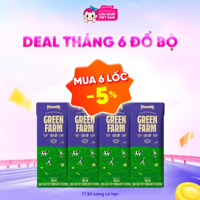 Sữa tươi tiệt trùng Vinamilk Green Farm rất ít đường 180ml (lốc 4 hộp)- Con Cưng