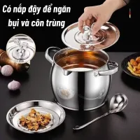 Ca Lọc Dầu Inox 304 Có Ray Lọc, Âu Lọc Mỡ Lợn Dung Tích 1L Và 3L