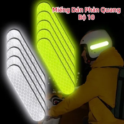 LIUOOP Bộ 10 Miếng Dán Phản Quang Cảnh Báo An Toàn Chống Va Chạm Trang Trí Xe Hơi / Mũ Bảo Hiểm