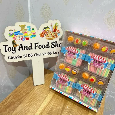 Khay 20 vỉ kẹo dẻo hình Bánh sinh nhật kèm kẹo tăm lạnh vị hoa quả siêu ngon
