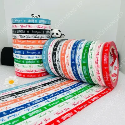 Băng Keo "Thank You" 12mm x 72m – Dán Nắp Ly Trà Sữa, Cà Phê – In Sẵn Chữ – Dính Chắc – 1 Cuộn