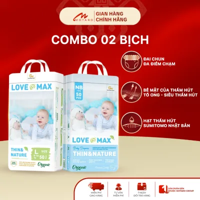 2 Bịch Tã Bỉm Dán Quần LOVE MAX 100% Organic Cho Bé Thoải Mái Vận Động