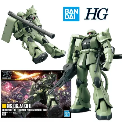 BANDAI HG 1/144 Zaku II 14Cm Anime Original Action Doll Gundam Ghép lại Mô hình Đồ chơi trẻ em Bộ sưu tập quà sinh nhật