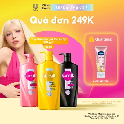 Dầu gội Sunsilk cho tóc Mượt 100h (Bóng mướt-Luminous UV / Đen óng-Glossy Black / Mềm mượt-Silky Smooth) 850g