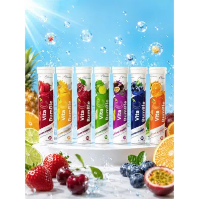 Viên sủi Multivitamin 7 vị trái cây nhiều mẫu - Túy 20 viên, 4gram