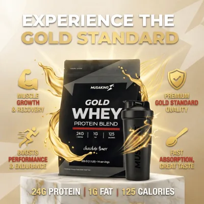 Gold Whey Musaking 500g – Whey Protein Blend 24g Fast Absorbed Protein to Increase Muscle and Recover after Gym Workout