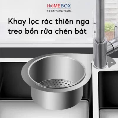 Khay Lọc Rác Thiên Nga Gắn Bồn Rửa Chén Bát Giỏ Lọc Rác Inox 304 Treo Bồn Rửa Chống Tắc Nghẽn