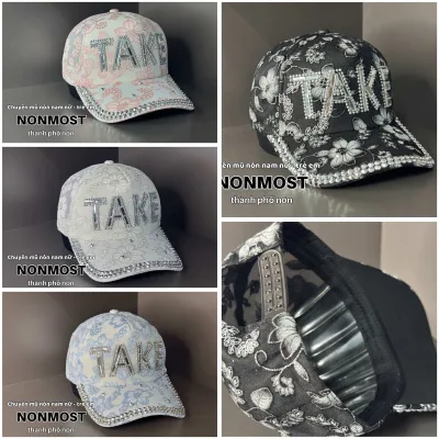 Nón kết hàn quốc thời trang : mũ lưỡi trai đính đá chữ take cho nữ