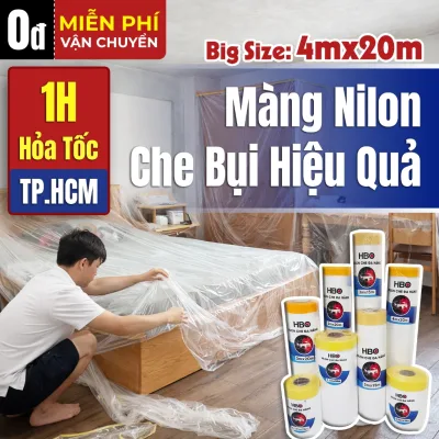 Màng bọc nilon che bụi nhiều kích thước, băng keo nilon che sơn ngăn bụi, màng nilon phủ đồ kích thước lớn