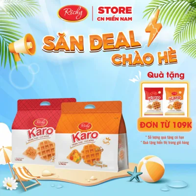 Combo 2 bịch bánh trứng tươi chà bông Karo Richy sợi thịt gà và phô mai hoàng kim 26g