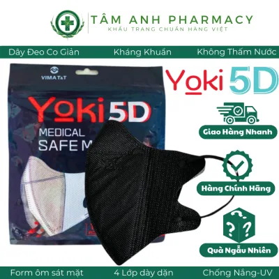 Khẩu Trang 5D Yoki 4 Lớp Kháng Khuẩn đi nắng, form ôm sát khuôn mặt dành cho nam nữ