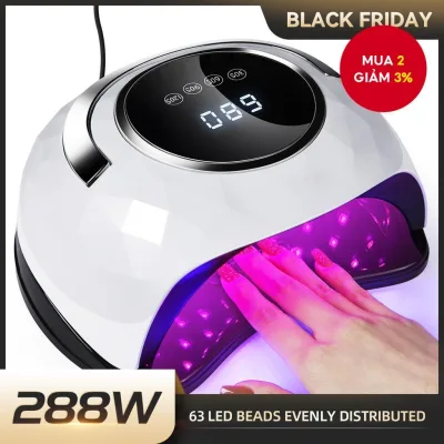 1 PC 288w 63 Đèn Hạt Nguồn Ánh Sáng Kép Đèn Móng Tay UV Công Suất Cao Máy Sấy Móng Tay Cho Tất Cả Móng Tay Gel Ba Lan, Đèn LED Quang Trị Liệu Cho Salon Tại Nhà Móng Tay Nghệ Thuật DIY