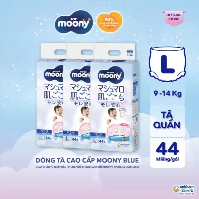 Bỉm tã dán/Bỉm tã quần Moony Xanh nhập khẩu siêu Cao cấp cho Bé.