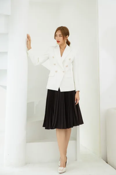MAJCO ÁO VEST THIẾT KẾ CÔNG SỞ CAO CẤP DÁNG DÀI BLAZER 6 NÚT KIỂU HAI LỚP MAY SIÊU NÉT