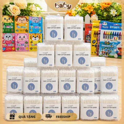 Tăm Bông Vcool Cao Cấp hàng Chuẩn công ty, tăm bông lõi giấy Cho Bé và cả gia đình – Mềm, Dai, Không Xơ – Hộp 200- MTA