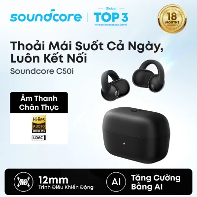 Tai nghe kẹp tai dạng mở soundcore C50i, bass mạnh, gọi AI rõ nét, pin lâu tới