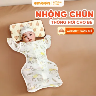 Nhộng chũn thông hơi mở tay Emoon chất liệu tơ tằm kháng khuẩn, thoáng khí, co giãn có khóa 2 chiều tiện lợi