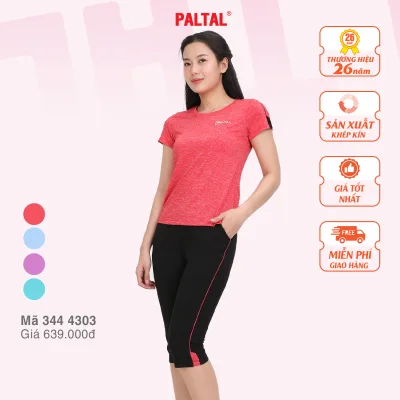 Paltal Women's Gym and Yoga Sports Set, Short-Sleeved Shorts, 3-in-1, Made of Mesh Material, 344P 4303