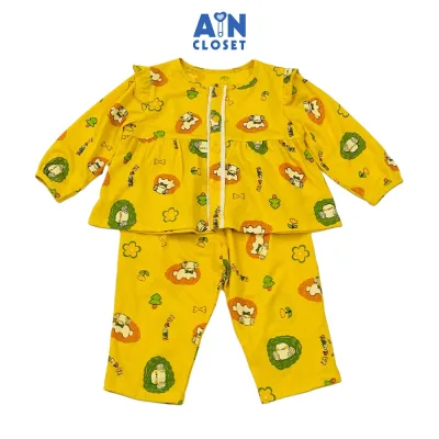 Bộ quần áo Dài bé gái họa tiết Cún Vàng Thun cotton - AICDBGAA9BPP - AIN Closet