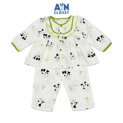 Bộ quần áo Dài bé gái hoạ tiết Gấu Trúc Xanh Xô sợi tre - AICDBGALGWAS - AIN Closet