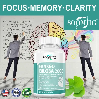Soomiig Ginkgo Biloba, Thực phẩm bổ sung hỗ trợ trí nhớ, hỗ trợ chức năng não và sự tỉnh táo, 120 viên nang