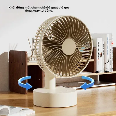 LINGYUE | Quạt Mini Để Bàn Sạc USB Lingyue F20 - Tích Điện Tự Động Quay, 4 Tốc Độ Gió, Hoạt Động Êm Ái Cho Văn Phòng, Ký Túc Xá