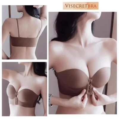 Áo Lót Áo Ngực Bra Nữ Visecreet Bra Chất Su Áo Không Dây Cài Trước Nâng Ngực Tạo Khe Mút Dày 4CM Che Mỡ -- 240201