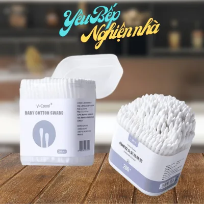 Tăm bông cho bé sơ sinh V-Coool, hộp que mềm mịn