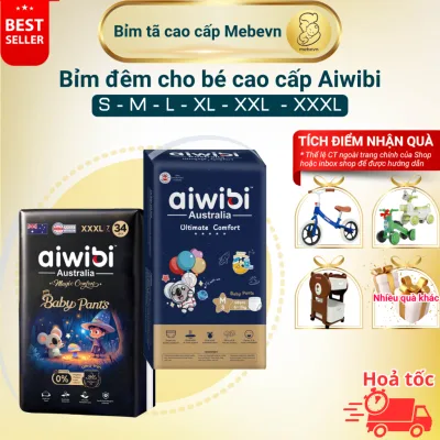 Bỉm đêm Aiwibi Australia, bỉm đêm Magic cho bé, bỉm đêm siêu mỏng, mềm mại, thấm hút tốt đủ các size
