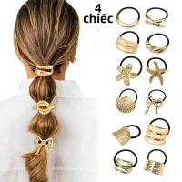 4 Dây Buộc Tóc Cao Cấp Kiểu Dáng Thanh Lịch Cho Nữ, Chất Liệu Hợp Kim, Co Giãn, Phụ Kiện Tóc Thời Trang, Trang Sức Cho Bé Gái, Phụ Kiện Tóc Thông Thường