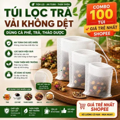 Combo 100 Túi lọc trà, cafe, thảo dược nhiều kích thước- CÔNG NGHỆ- NEW-PHUKIENTUILOC- GIÁ ĐÃ CÓ VAT