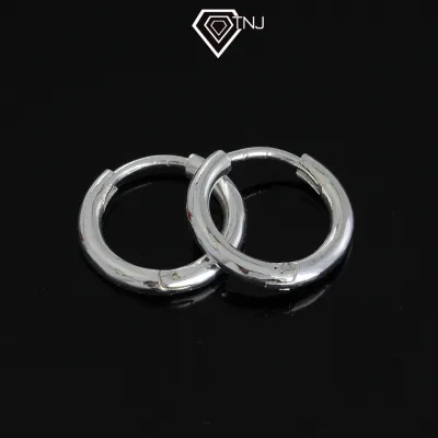 Men's Silver Earrings with Unique Round Rings, Diameter 1.7cm Bta0025 - Tnj Jewelry