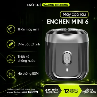 Máy cạo râu Enchen Mini 6 lưỡi dao kép mỏng, chống nước IPX7, pin sử dụng đến 2 tháng - BH 12 tháng