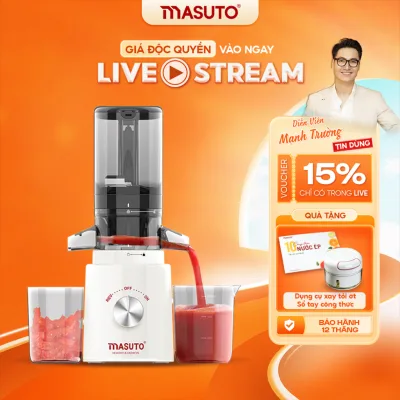 Máy Ép Chậm Masuto Ms Healthy Ép Trái Cây Nguyên Quả Kiệt Bã Dung Tích 0,6L Làm Nước Ép