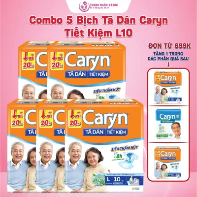 Combo of 5 Packs of Caryn Diapers Day and Night L10 - Economical Caryn Diapers - Diapers for the Elderly - Thanh Ngan Diaper Warehouse