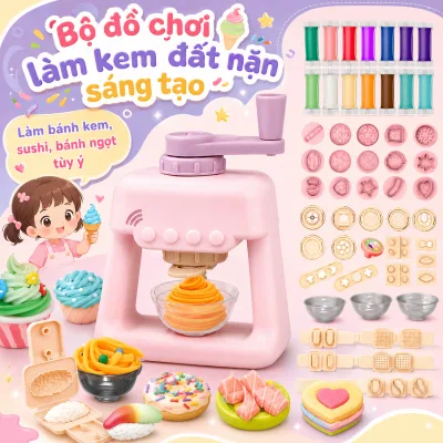 Bt Children's Colored Clay Ice Cream Maker 12 Colors Colored Clay 28 Pieces Accessories Collection Safe Non-Toxic DIY Plastic Modeling Crafts Pretend Games Toys