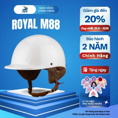 Royal M88 Half Helmet Multi-Color Glossy White, Dolphin Hat for Men and Women