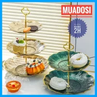 Khay Đựng Bánh Kẹo Trái Cây Đồ Ăn Vặt 3 Tầng Hình Hoa Decor Cao Cấp Sang Trọng