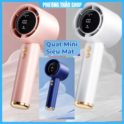 Quạt mini cầm tay M2 5000mAh di động có thể sạc gió mạnh 100 tốc độ turbo phản lực màn hình hiển thị pin tăng dây đeo