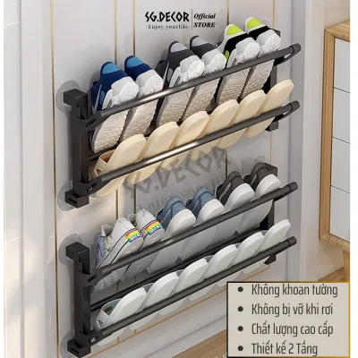 Giá Treo Dép Gắn Tường SG.DECOR Không Cần Khoan Tiện Lợi Kệ Treo Khăn Nhà Tắm, Phòng Khách Có Thể Gấp Lại Thông Minh