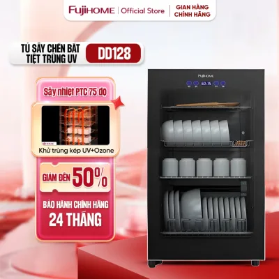 Tủ sấy chén bát khử khuẩn tiệt trùng UV FUJIHOME 128L Nhập Khẩu, tủ sấy khử trùng thiết bị y tế đa năng, spa, nhà hàng