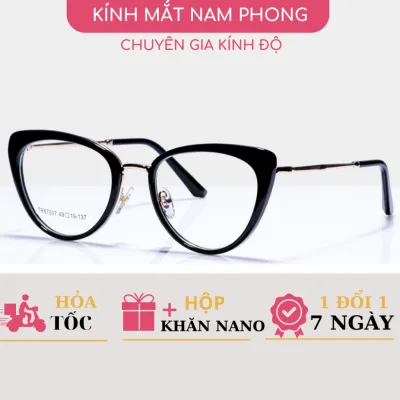 Gọng kính mắt mèo kim loại kết hợp nhựa cao cấp Kính mắt phụ kiện thời trang 87007