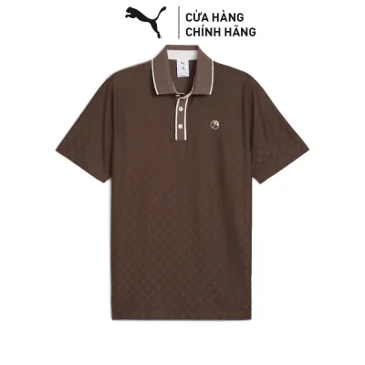 Áo Thun Thể Thao Golf PUMA Nam X AP Tipped Jac Polo Flat Bronze Màu Nâu