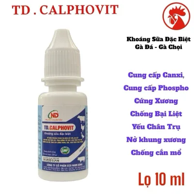 TD Calphovit 10ml Khoáng sữa giúp cứng xương, nở khung, yếu chân, bại liệt gà, heo, vịt, chim, bò