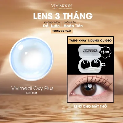 VIVIMOON lens cận cho mắt thở 3 tháng trong suốt Vivimedi Oxy Plus Dia 14.2mm